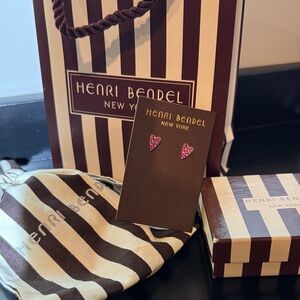 Henri Bendel Heart Earrings & Iconic Striped Gift Set